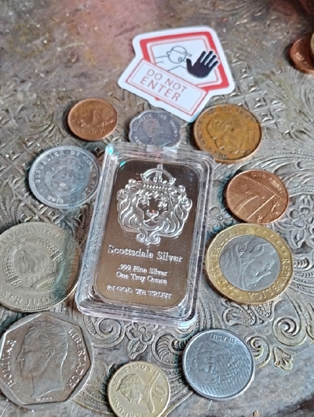 Scottsdale Silver 1 oz .999 Fine AG Silver Bar - Silver Finish& World 🌍 Coinage